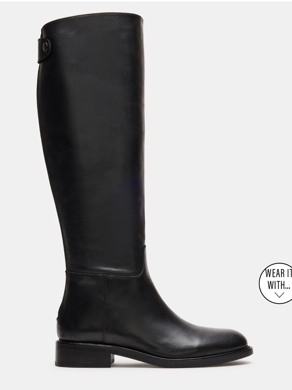 Steve Madden Beren Black Leather Tall Riding Boots, Size 11